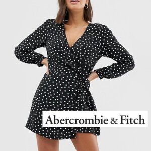 Abercrombie and Fitch Black White Polka Dot Romper Small Long Sleeve